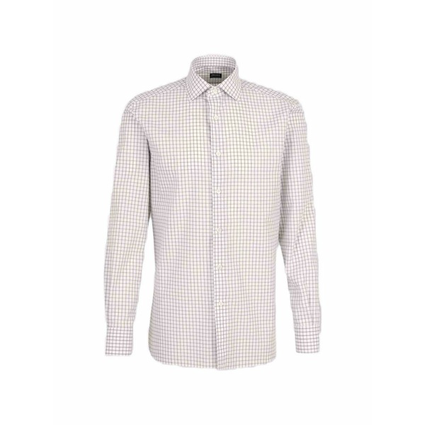 ゼニア メンズ プルオーバー トップス Check-pattern long-sleeve shirt White