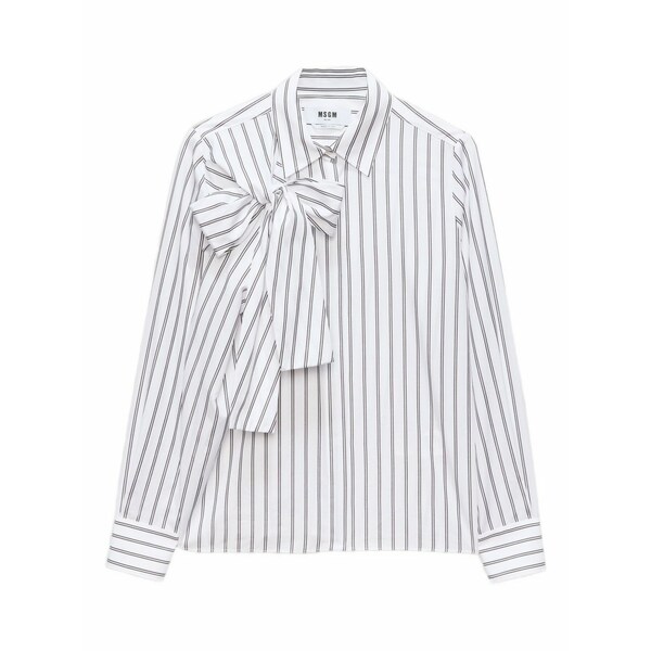 エムエスジイエム レディース シャツ トップス Striped bow-detail shirt White