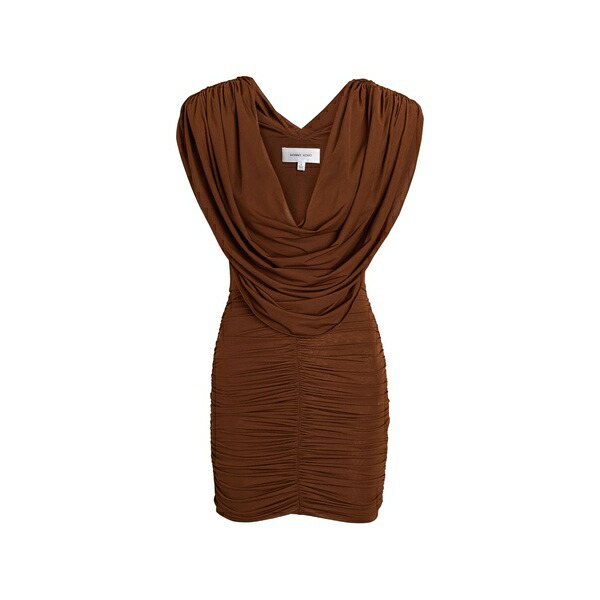 ロニーコボ レディース ワンピース トップス Kehlani v-neck ruched mini dress Brown|asty