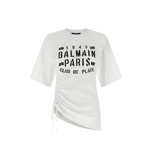 バルマン レディース プルオーバー トップス Drawstring print-detail t-shirt White