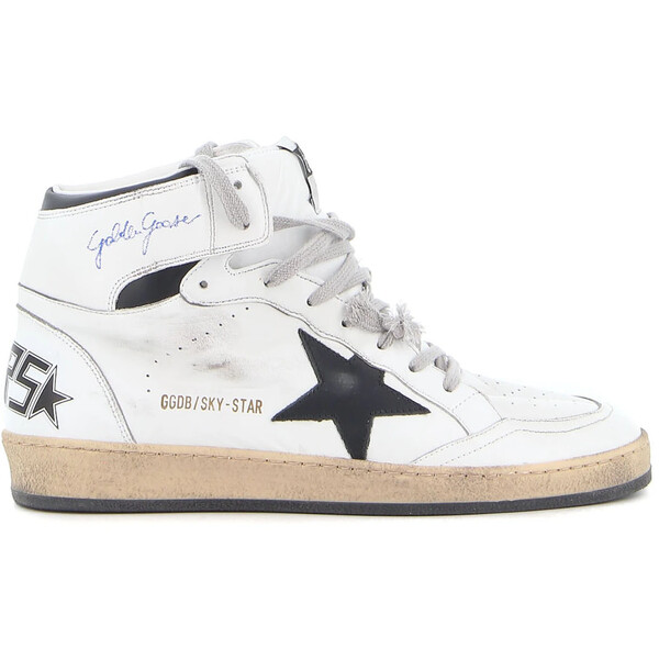 Golden Goose ゴールデングース メンズ スニーカー 【Golden Goose Sky-Star Leather White Black】 サイズ US_11(29.0cm) White/Black｜asty