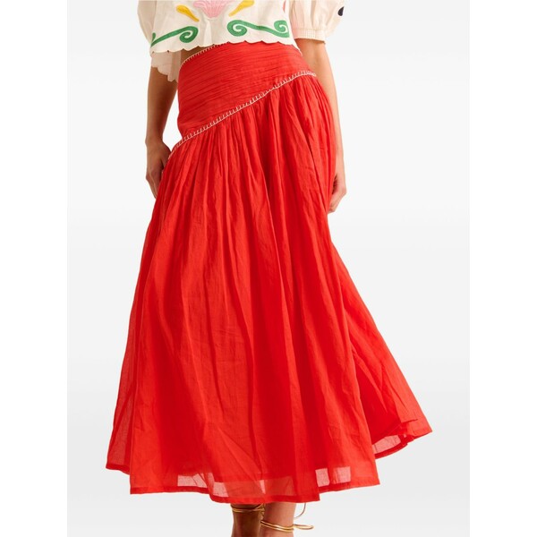 キャロリーナケー レディース スコート ボトムス Ines pintuck-detail pleated maxi skirt Red