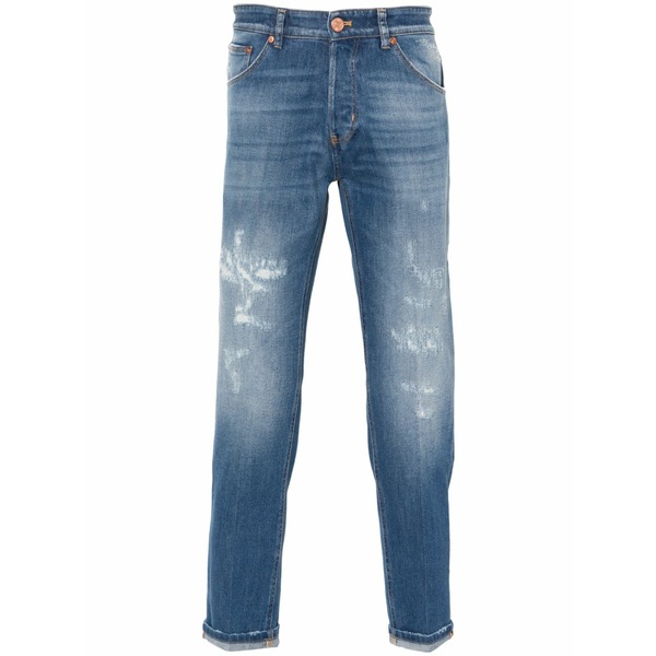 PTトリノ メンズ ジーンズズボン下 ボトムス Distressed tapered jeans Blue