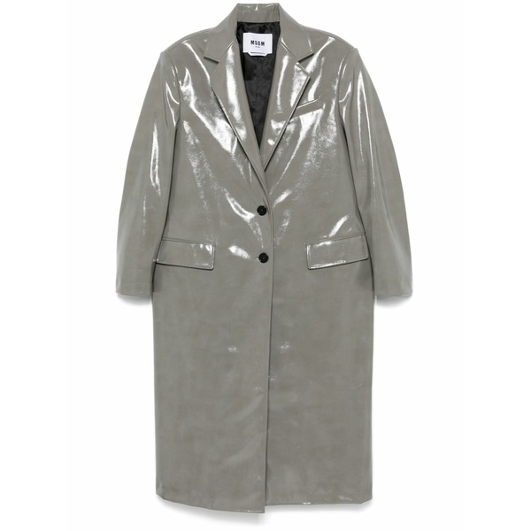 エムエスジイエム レディース 厚地の外套 アウター Faux-leather coat Grey