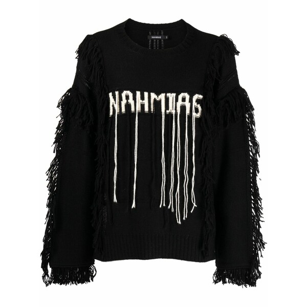 ナミアス メンズ 編み物\u0026スウェーター アウター Intarsia-knit logo alpaca wool jumper Black