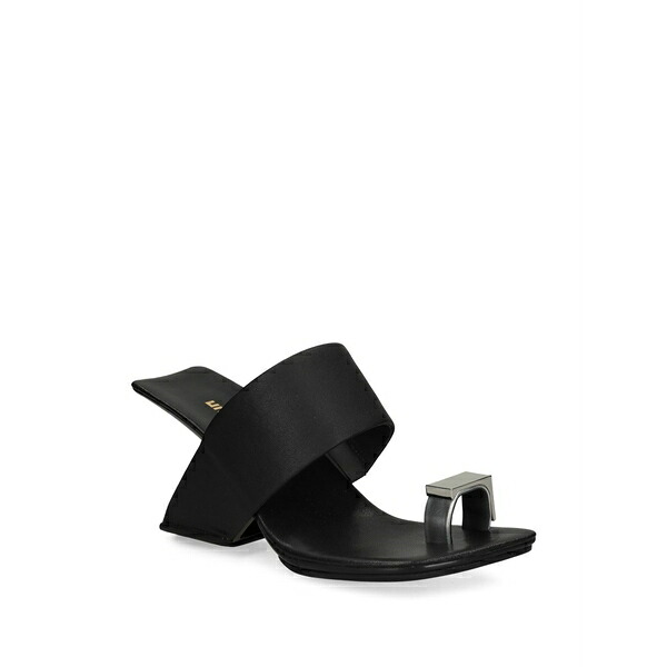 ユナイテッド素っぽんぽん レディース サンダル シューズ Loop toe hi architectural-heel toe-ring sandals Black