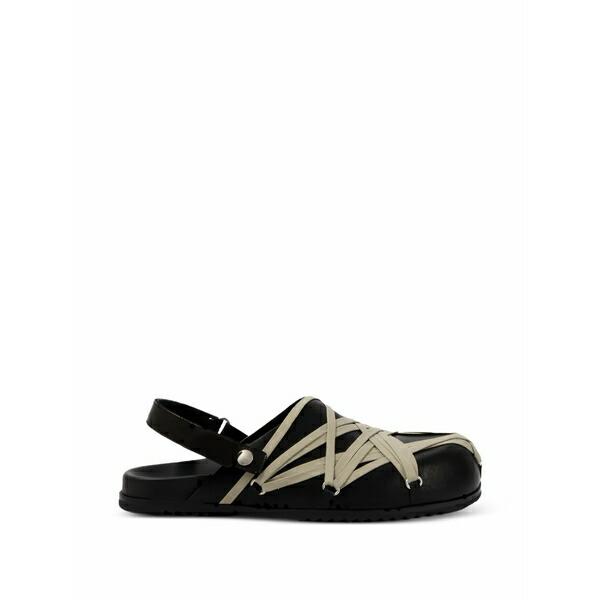 リックオウエンス メンズ サンダル シューズ Megalace cross strap mules Black