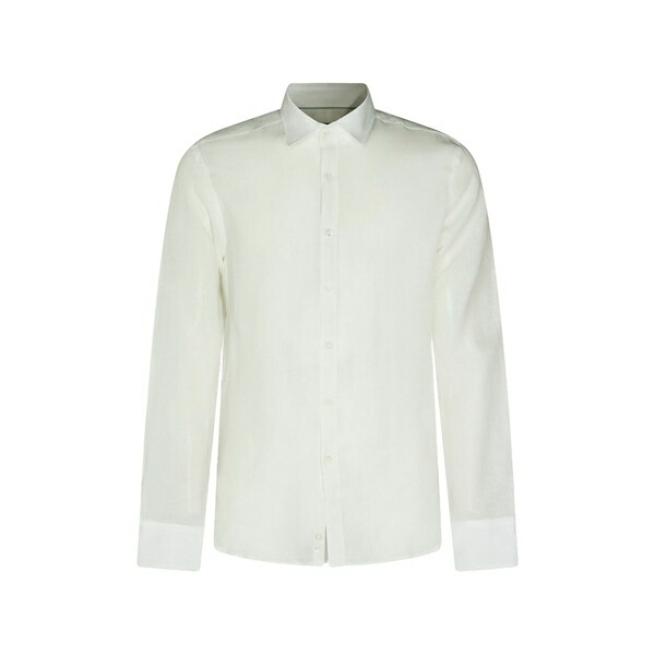 カナーリ メンズ ティーシャツ トップス Spread-collar linen shirt White