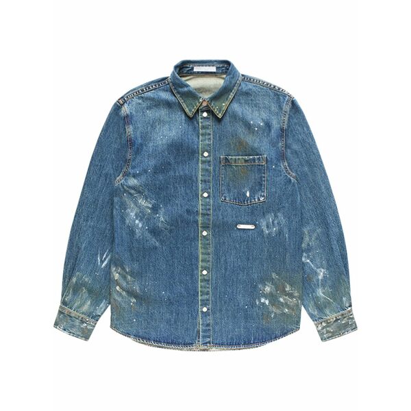 ヘルムート 言葉づかい メンズ プルオーバー トップス Painted denim shirt Blue