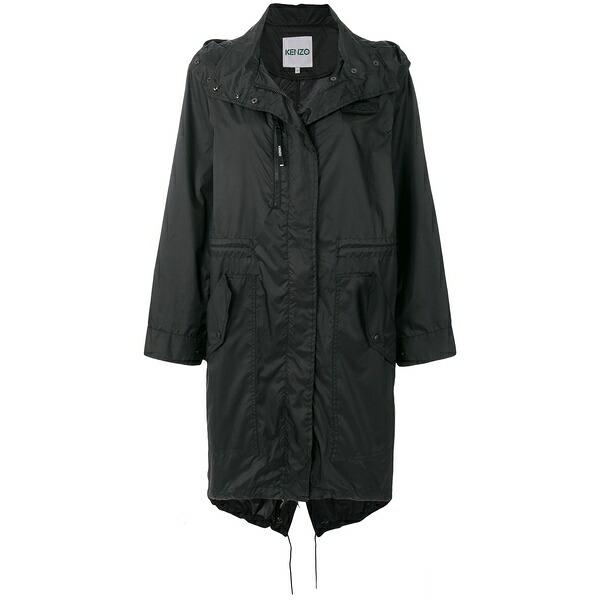 ケンゾー レディース 厚地の外套 アウター Hooded raincoat Black