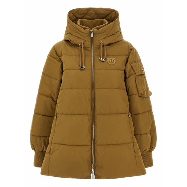 ピンコ レディース 厚地の外套 アウター Crusca quilted padded jacket Brown