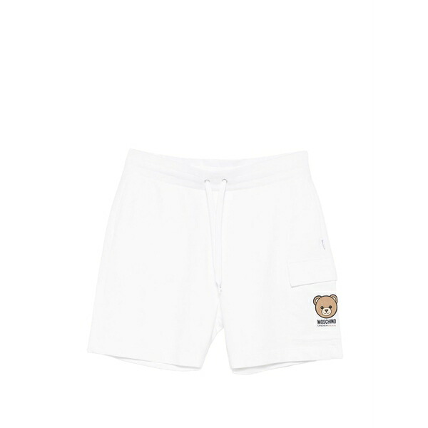 モスキーノ メンズ 心地よいズボン下 ボトムス Logo-print track shorts White