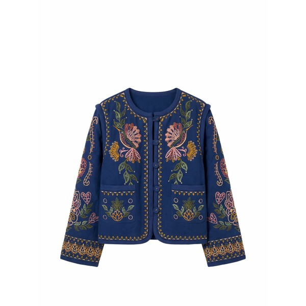 耕園 リオ レディース 上衣＆上衣 アウター Embroidered jacket Blue