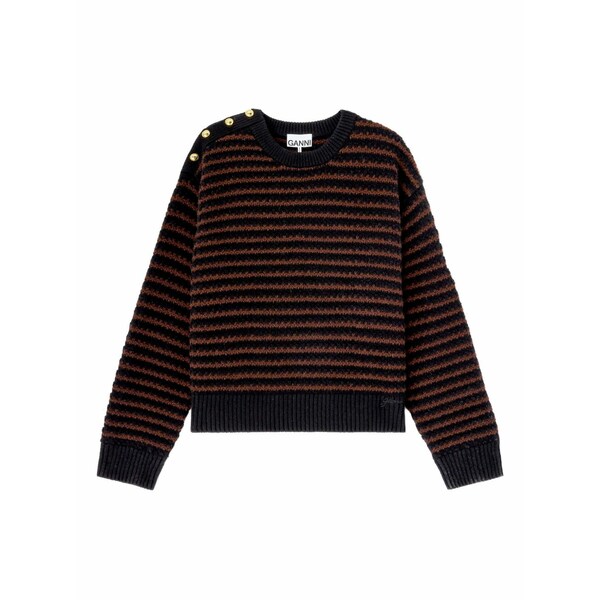 ガニー レディース ニット&セーター アウター Button striped knitwear Black|asty