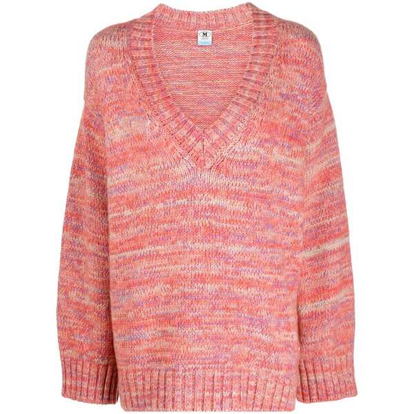 ミッソーニ レディース 編み物\u0026ティーシャツ アウター V-neck striped chunky jumper Pink