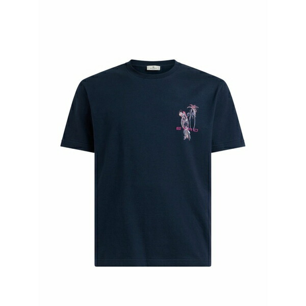エトロ メンズ プルオーバー トップス Parrot-embroidered t-shirt Blue