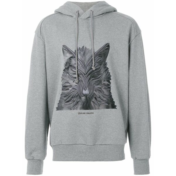 ジュン・ジー メンズ パーカー・スウェットシャツ アウター Wolf print hoodie  Grey