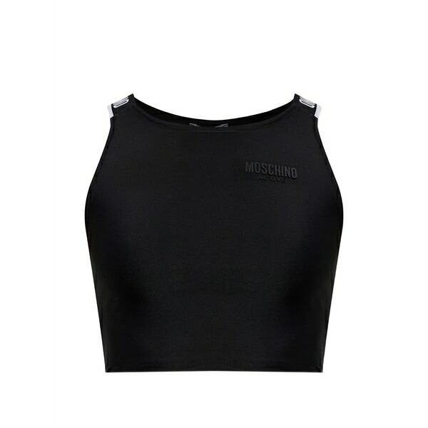 モスキーノ レディース カットソー トップス Logo-detail cropped top Black