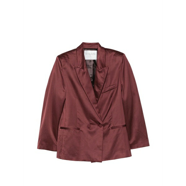 フォルテ フォルテ レディース 上衣＆上衣 アウター Satin double-breasted blazer Red