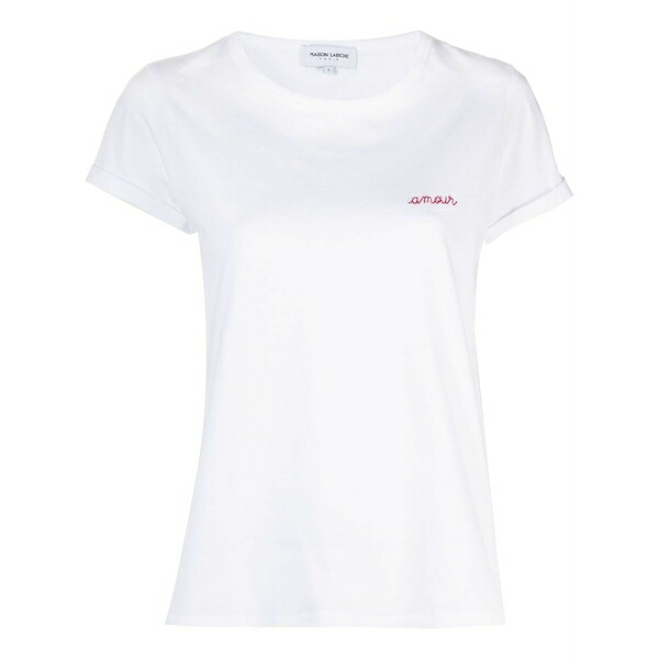 メゾンラビッシュ レディース ティーシャツ トップス Armour-slogan embroidered t-shirt White