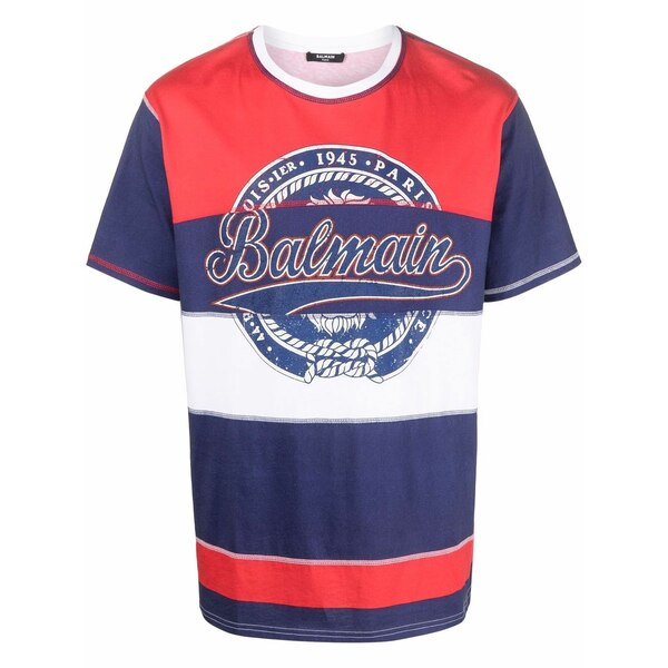 バルマン メンズ プルオーバー トップス Logo print t-shirt Blue