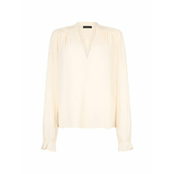 リュージョー レディース プルオーバー トップス Ruffled v-neck blouse Neutrals