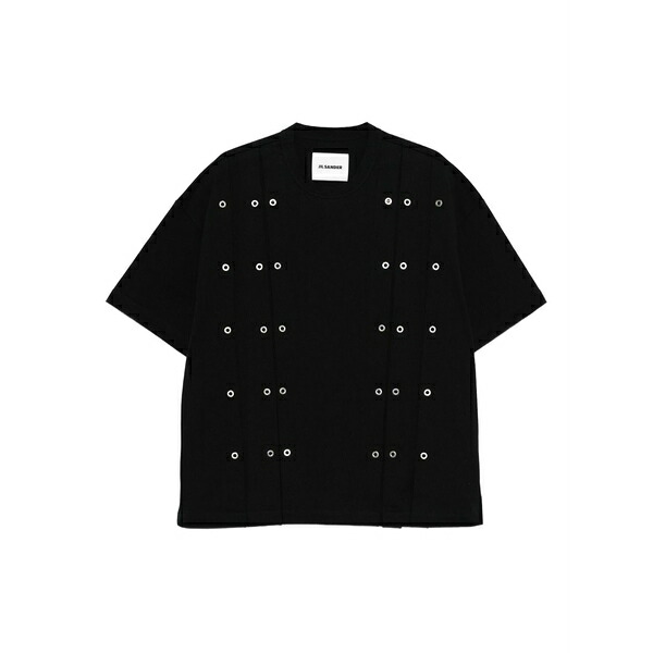ジル・サンダー メンズ ティーシャツ トップス Eyelet-detail t-shirt Black