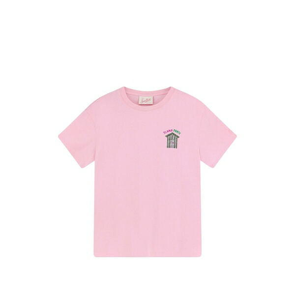 エムシーツーセイントバース レディース ティーシャツ トップス Rhinestone-embellished motif t-shirt Pink