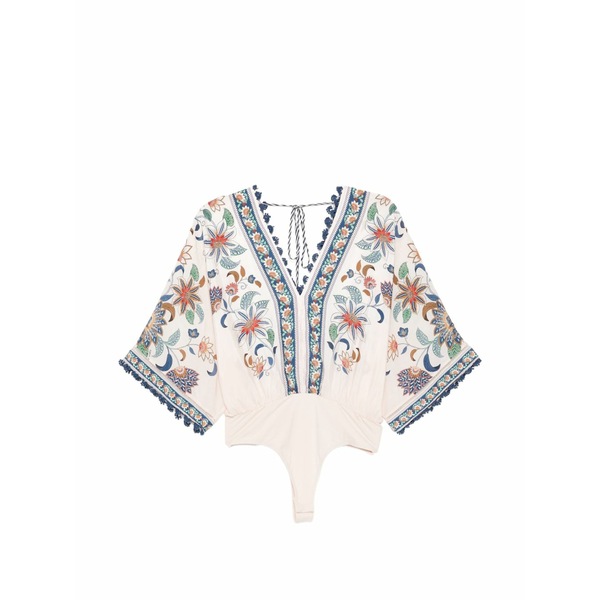 農園 リオ レディース プルオーバー トップス Floral-print v-neck blouse Pink