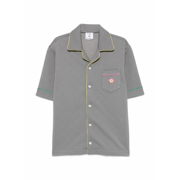 カサブランカ メンズ プルオーバー トップス Monogram-jacquard contrast-trim shirt Grey