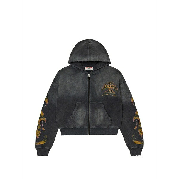 頭を覆う物 メンズ パーカー・スウェットシャツ アウター Waffle-knit graphic-print hoodie Black