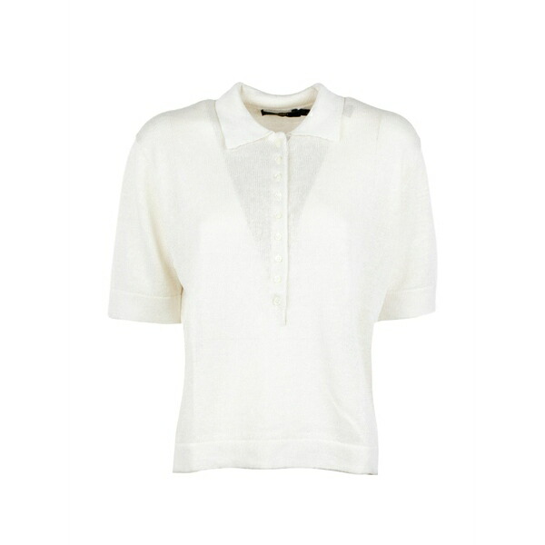 セブンティ レディース スポーツシャツ トップス Short-sleeve buttoned polo shirt Neutrals