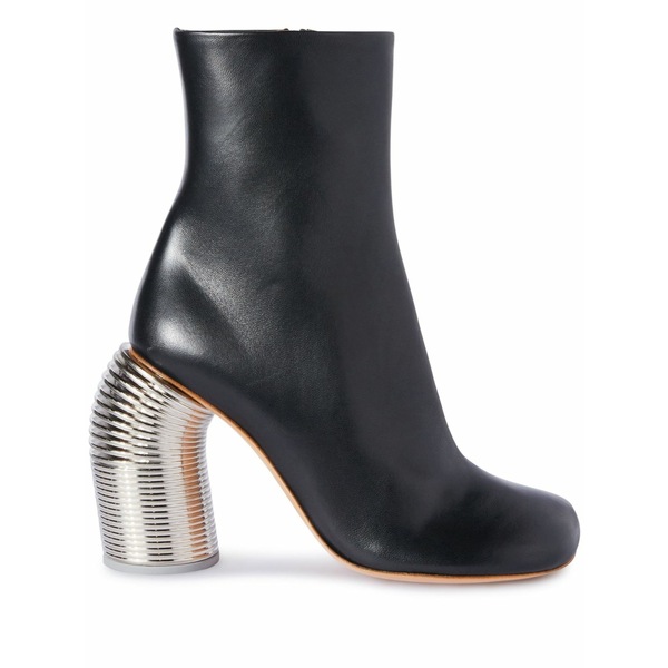 オフホワイト レディース ブーツ シューズ Spring leather ankle boots Black|asty