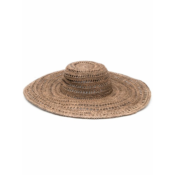 アイビリーブ レディース かぶり笠 付属品 Raffia woven sun hat Brown