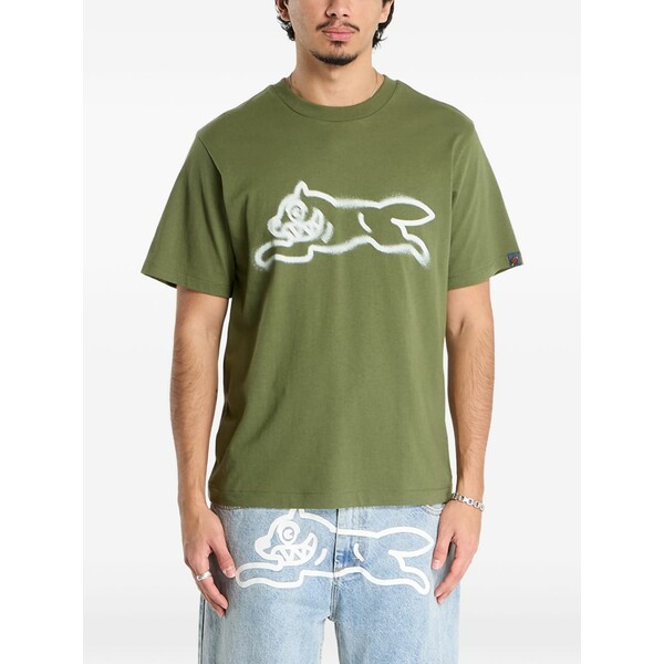 アイスクリーム メンズ Tシャツ トップス Spray paint running dog t-shirt Green|asty