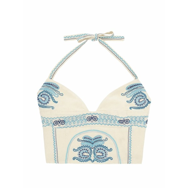フォルテラ レディース カットソー トップス Aura embroidered top Neutrals｜asty