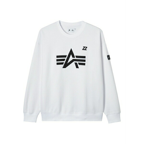 イズエ メンズ パーカー・スウェットシャツ アウター Logo-patch crew-neck sweatshirt White