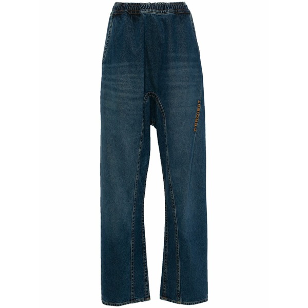 ワイプロジェクト レディース デニムパンツ ボトムス Logo-embroidered jeans Blue｜asty