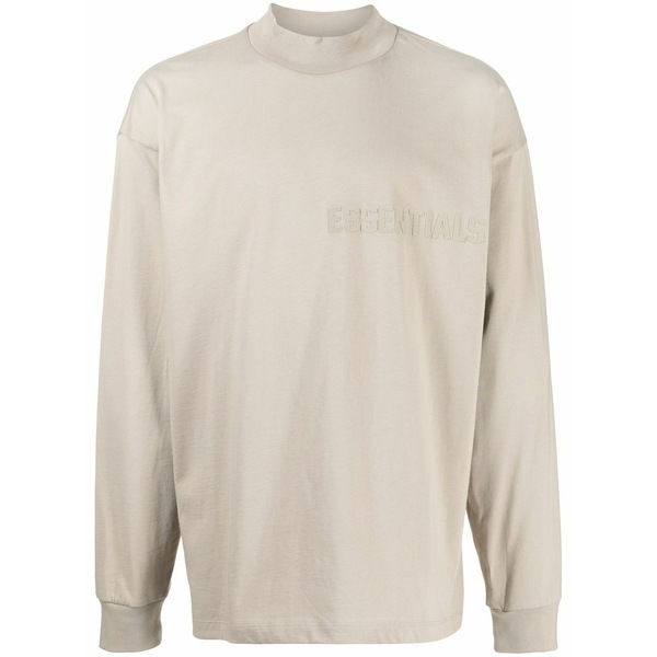 エフオージーエッセンシャルズ メンズ Tシャツ トップス Embossed-logo long-sleeve t-shirt Neutrals|asty