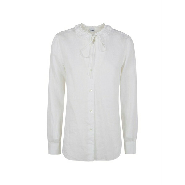 アスペジ レディース シャツ トップス Ruffled-collar shirt White|asty