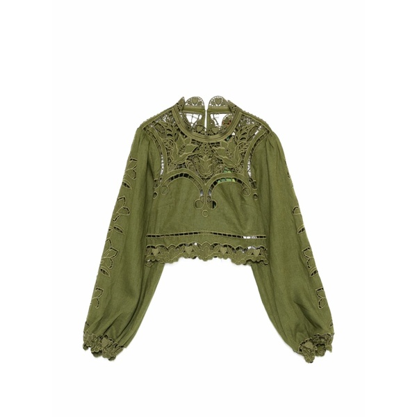 ファーム リオ レディース シャツ トップス Cut-out blouse Green|asty