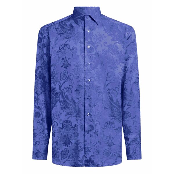 エトロ メンズ シャツ トップス Cotton jacquard shirt Blue|asty