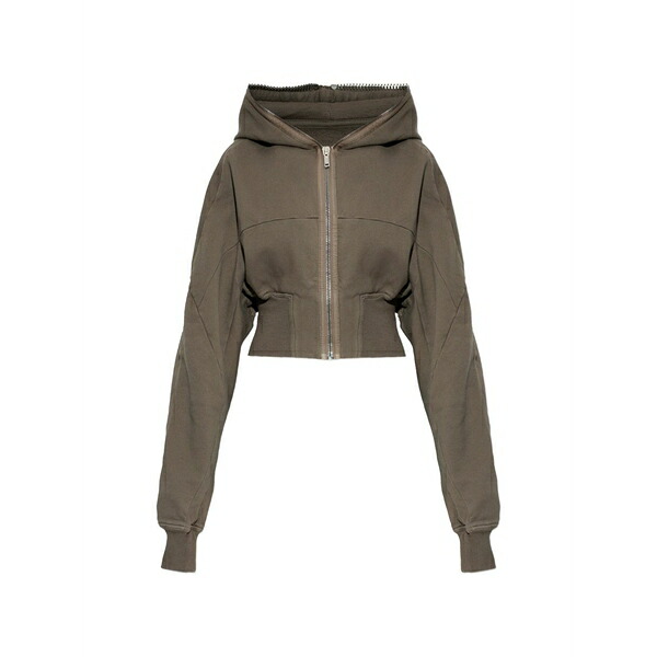 リックオウエンス レディース パーカー・スウェットシャツ アウター Zip hooded hoodie Brown
