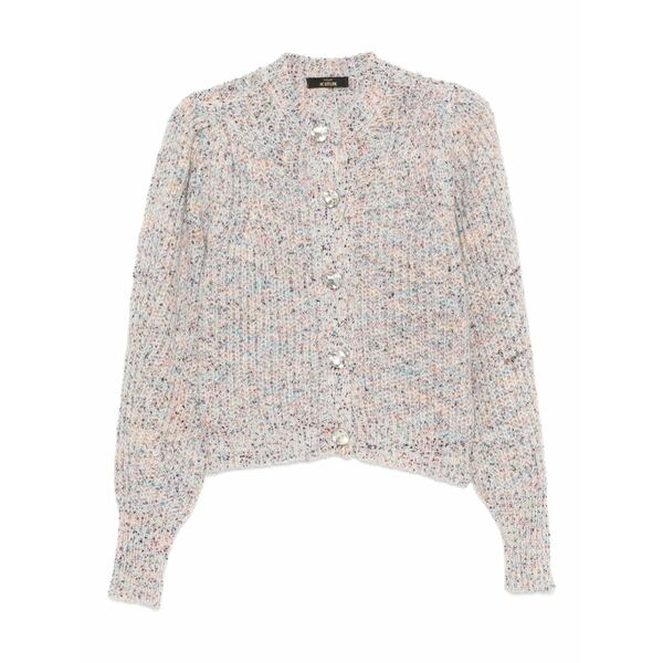ツインセット レディース カーディガン アウター Puff-sleeve speckled cardigan Neutrals｜asty