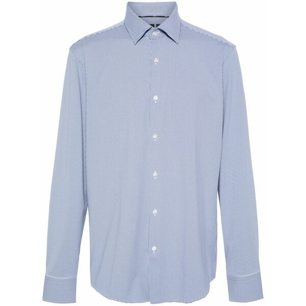 ボス メンズ シャツ トップス Gingham-check long-sleeve shirt Blue|asty