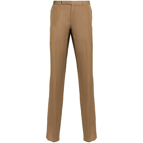 ゼニア メンズ カジュアルパンツ ボトムス Pressed-crease straight-leg trousers Neutrals｜asty