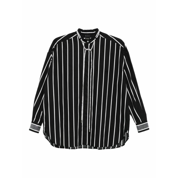 ピンコ レディース シャツ トップス Striped lace shirt Black｜asty
