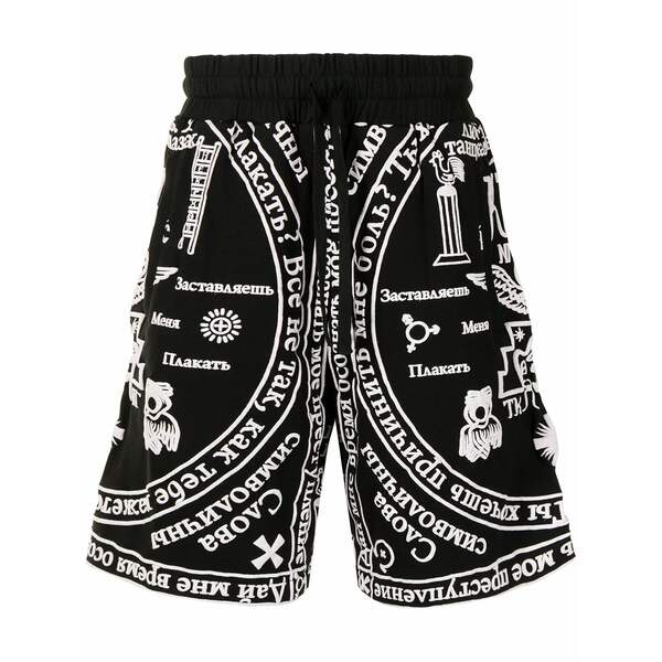 ケーティーゼット メンズ カジュアルパンツ ボトムス Church-print track shorts Black｜asty