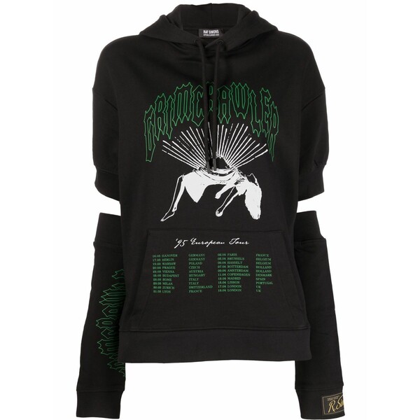 ラフ・シモンズ レディース パーカー・スウェットシャツ アウター Grimrawler-print hoodie Black