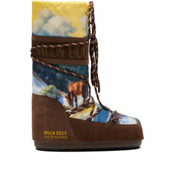 お月さまブーツ メンズ ブーツ シューズ X guest インチ residence icon landscape-print boots Brown
